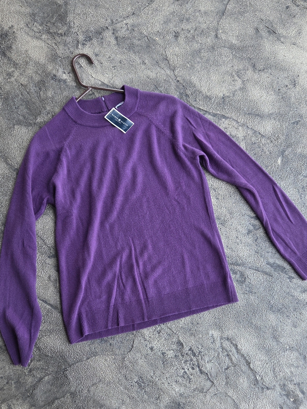 Karen Scott Purple Dynasty Zippered Crewneck Sweater Petite Large